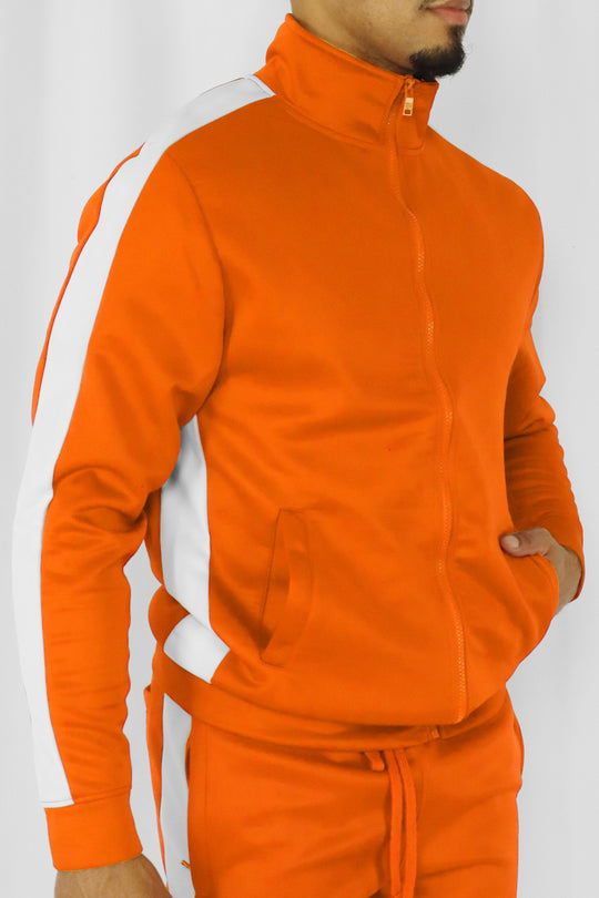 Outside Solid One Stripe Track Jacket Orange - White (100-502) - Zamage