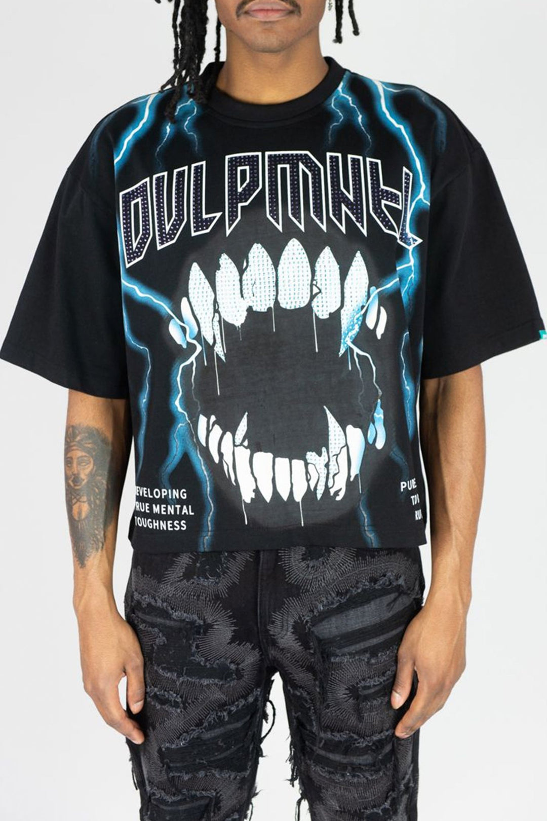 Rhinestone Grillz Tee Shirt (Black) - Zamage