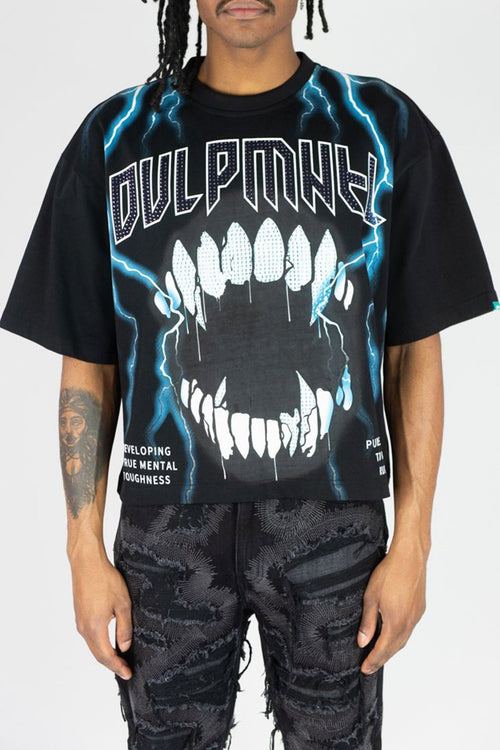 Rhinestone Grillz Tee Shirt (Black) - Zamage