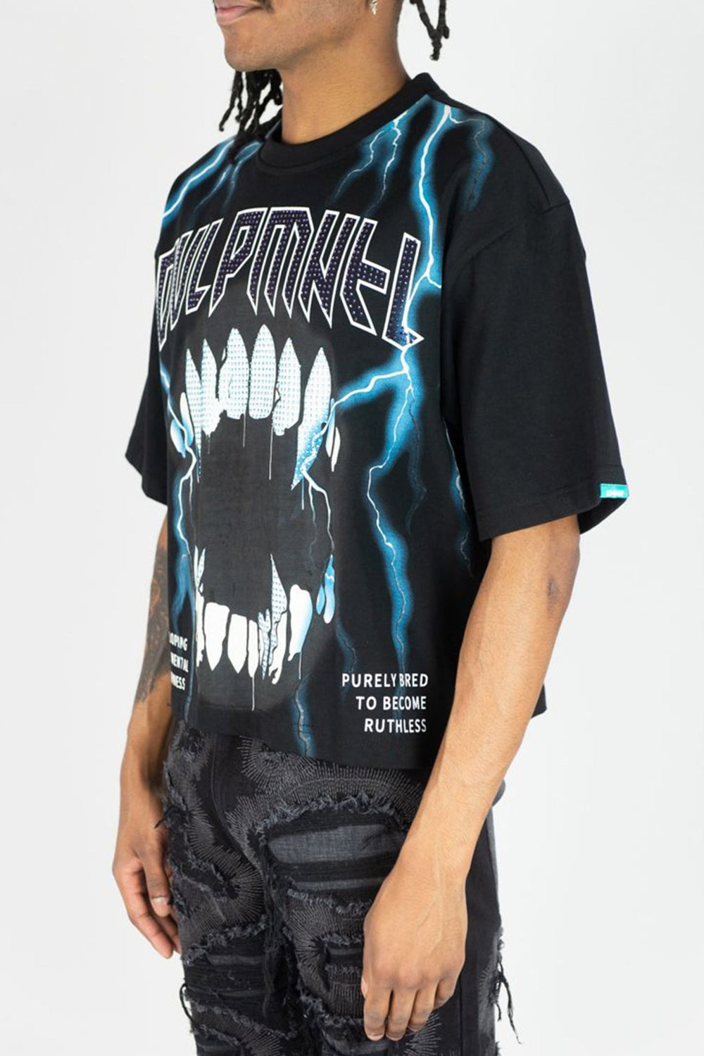 Rhinestone Grillz Tee Shirt (Black) - Zamage