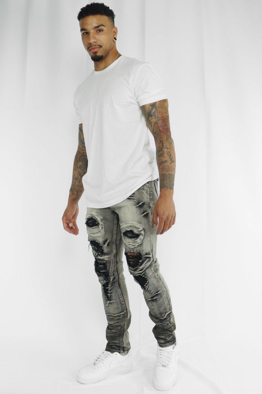 Ripped & Repaired Denim (Black Wash) - Zamage