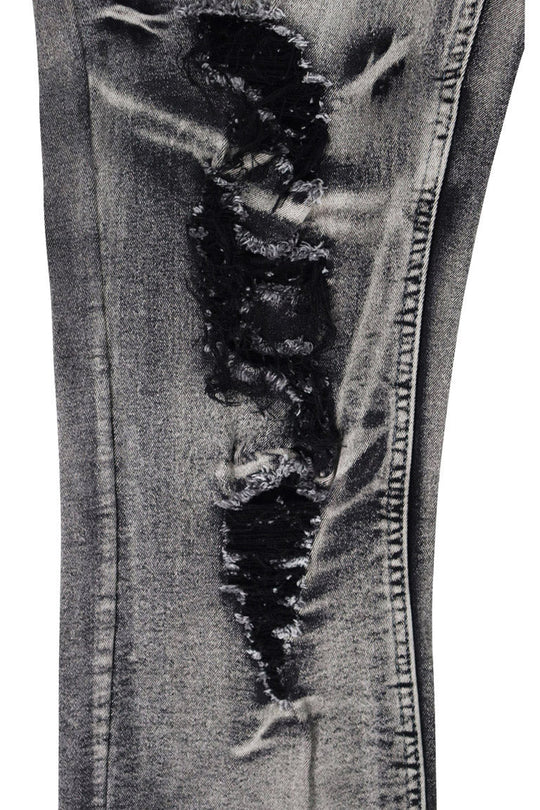 Ripped & Repaired Denim (Black Wash) - Zamage