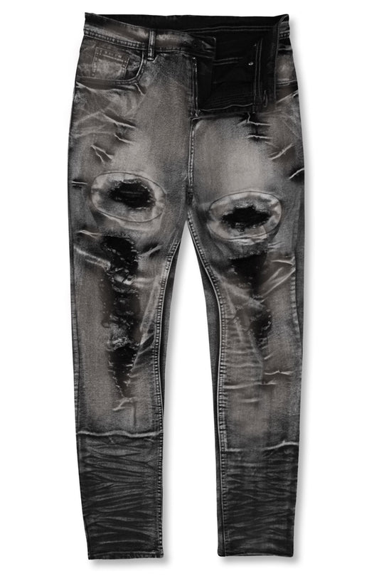 Ripped & Repaired Denim (Black Wash) - Zamage