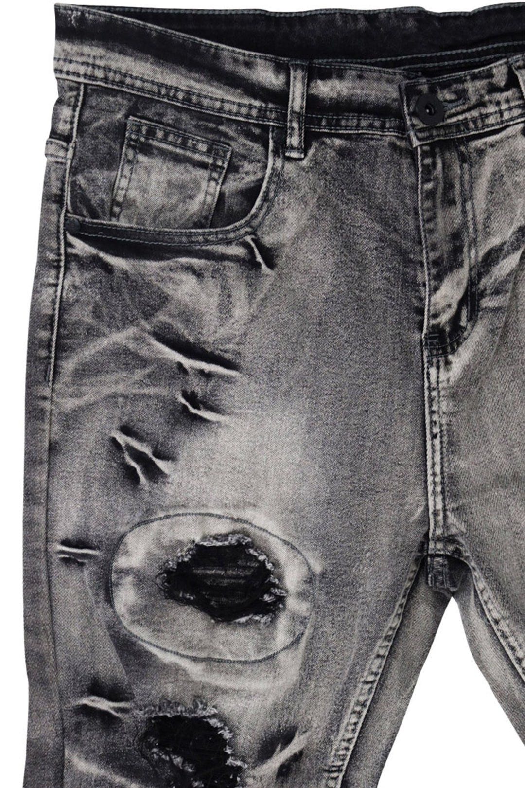 Ripped & Repaired Denim (Black Wash) - Zamage