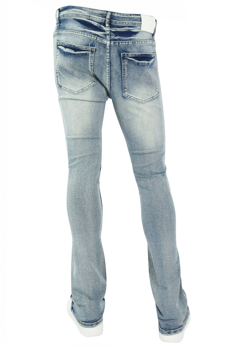 Ripped & Repaired Stacked Denim (Blue Wash) - Zamage