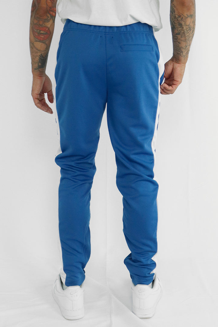 Premium Side Stripe Zip Pocket Track Pants (Royal Blue-White) – Zamage