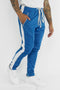 Premium Side Stripe Zip Pocket Track Pants (Royal Blue-White) - Zamage