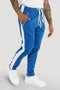 Premium Side Stripe Zip Pocket Track Pants (Royal Blue - White)