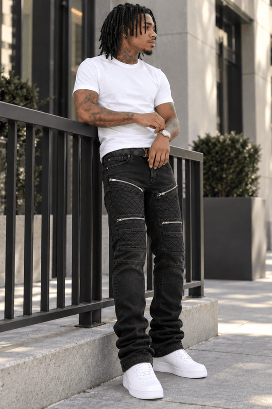 Ruthless Form Stacked Jeans (Jet Black) - Zamage