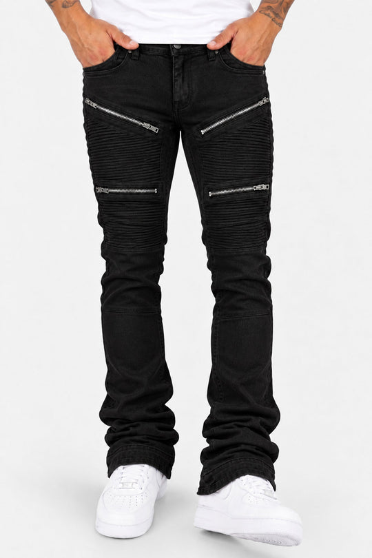 Ruthless Form Stacked Jeans (Jet Black) - Zamage