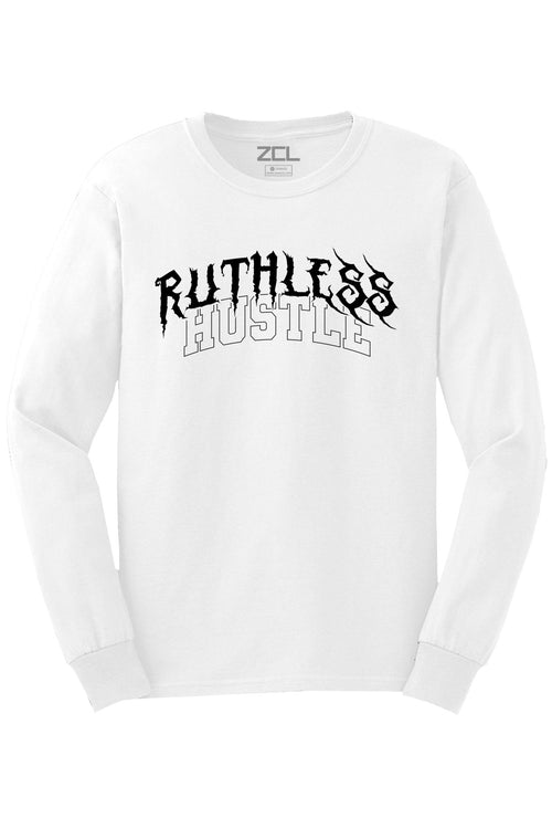 Ruthless Hustle Long Sleeve Tee (Black Logo) - Zamage