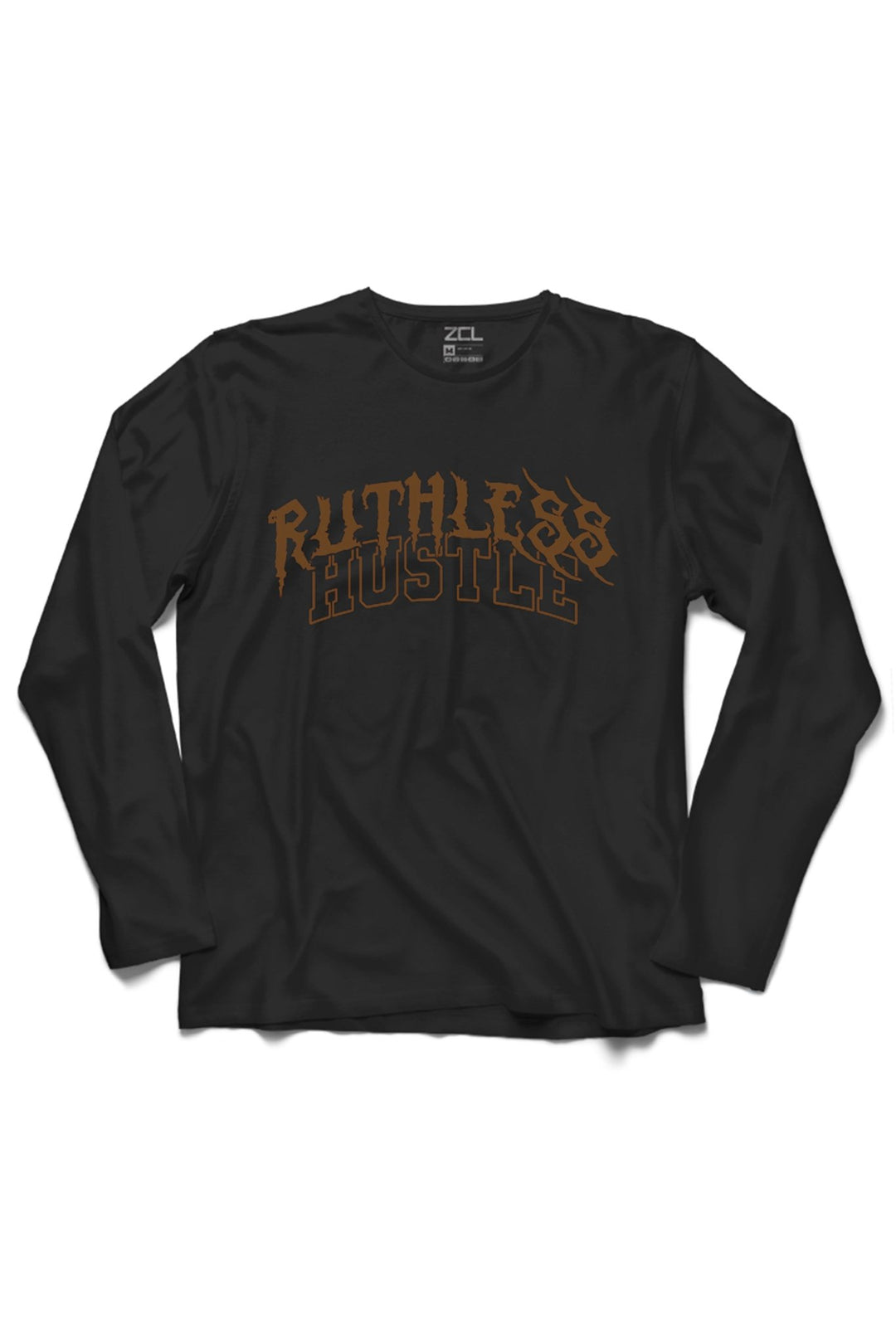 Ruthless Hustle Long Sleeve Tee (Brown Logo) - Zamage