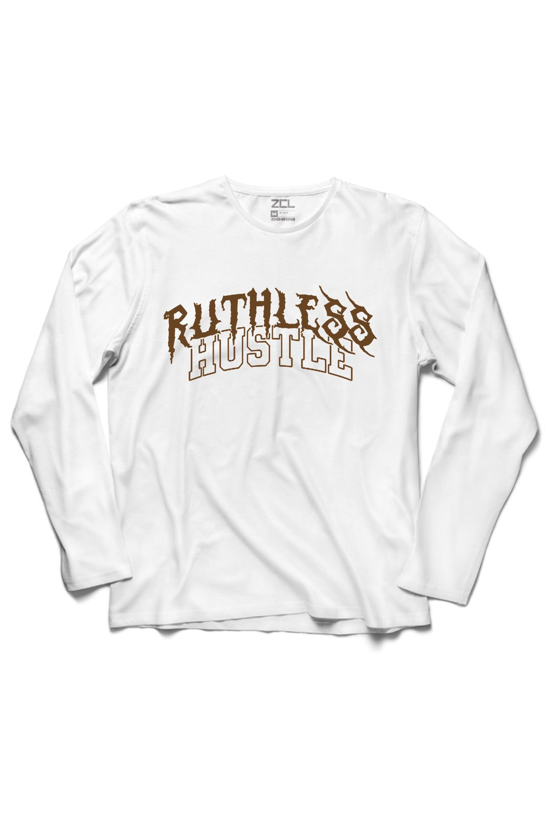 Ruthless Hustle Long Sleeve Tee (Brown Logo) - Zamage