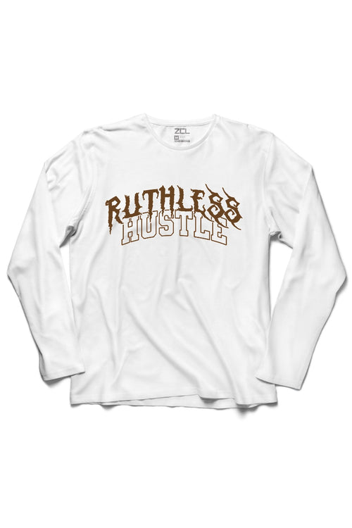 Ruthless Hustle Long Sleeve Tee (Brown Logo) - Zamage