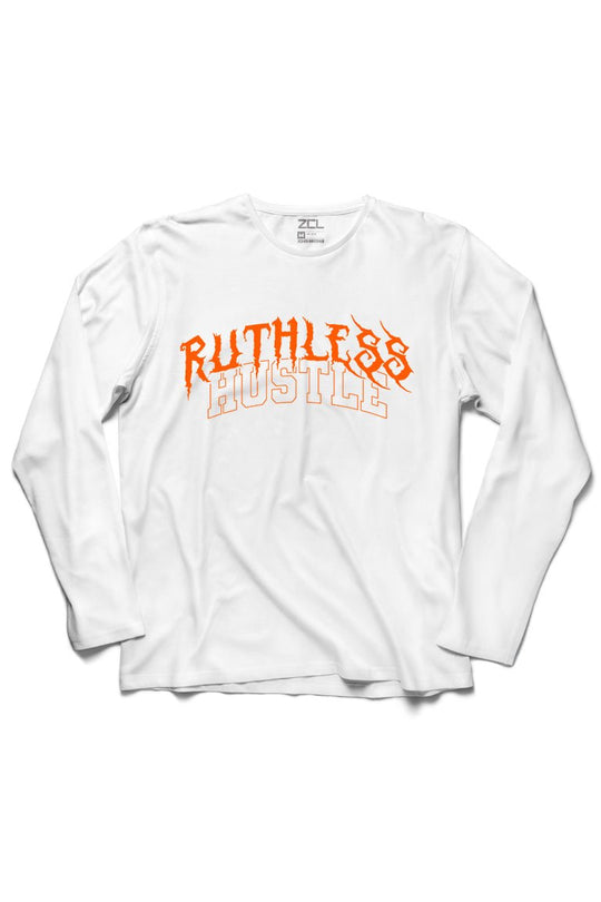 Ruthless Hustle Long Sleeve Tee (Orange Logo) - Zamage