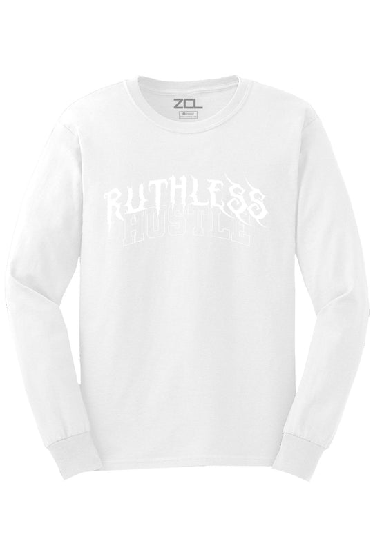 Ruthless Hustle Long Sleeve Tee (White Logo) - Zamage