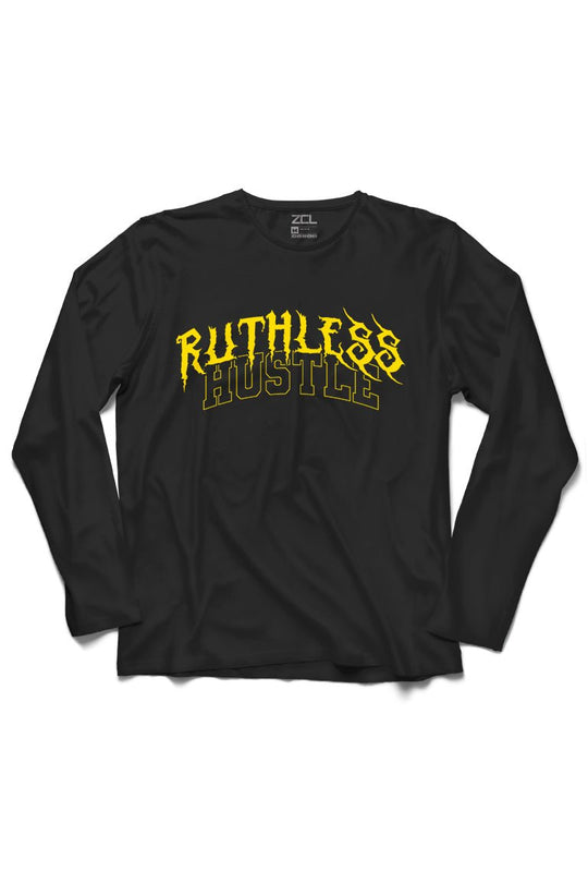 Ruthless Hustle Long Sleeve Tee (Yellow Logo) - Zamage