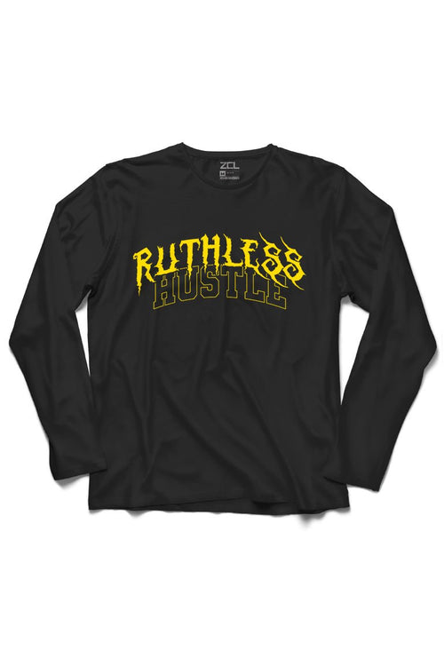Ruthless Hustle Long Sleeve Tee (Yellow Logo) - Zamage