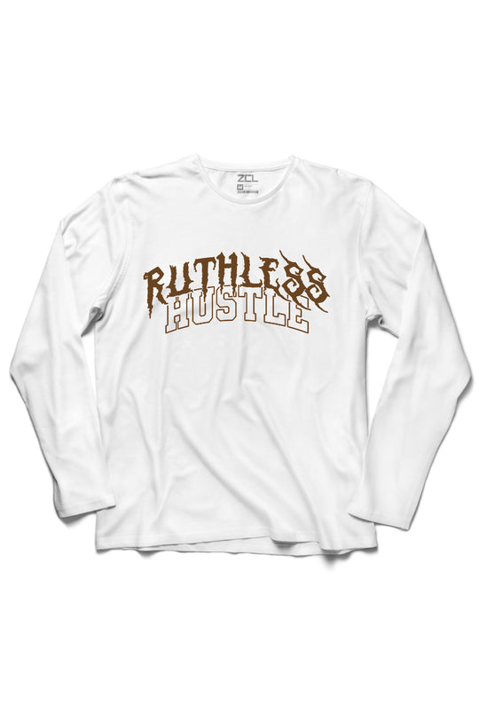 Ruthless Hustle T-shirt met lange mouwen (bruin logo)