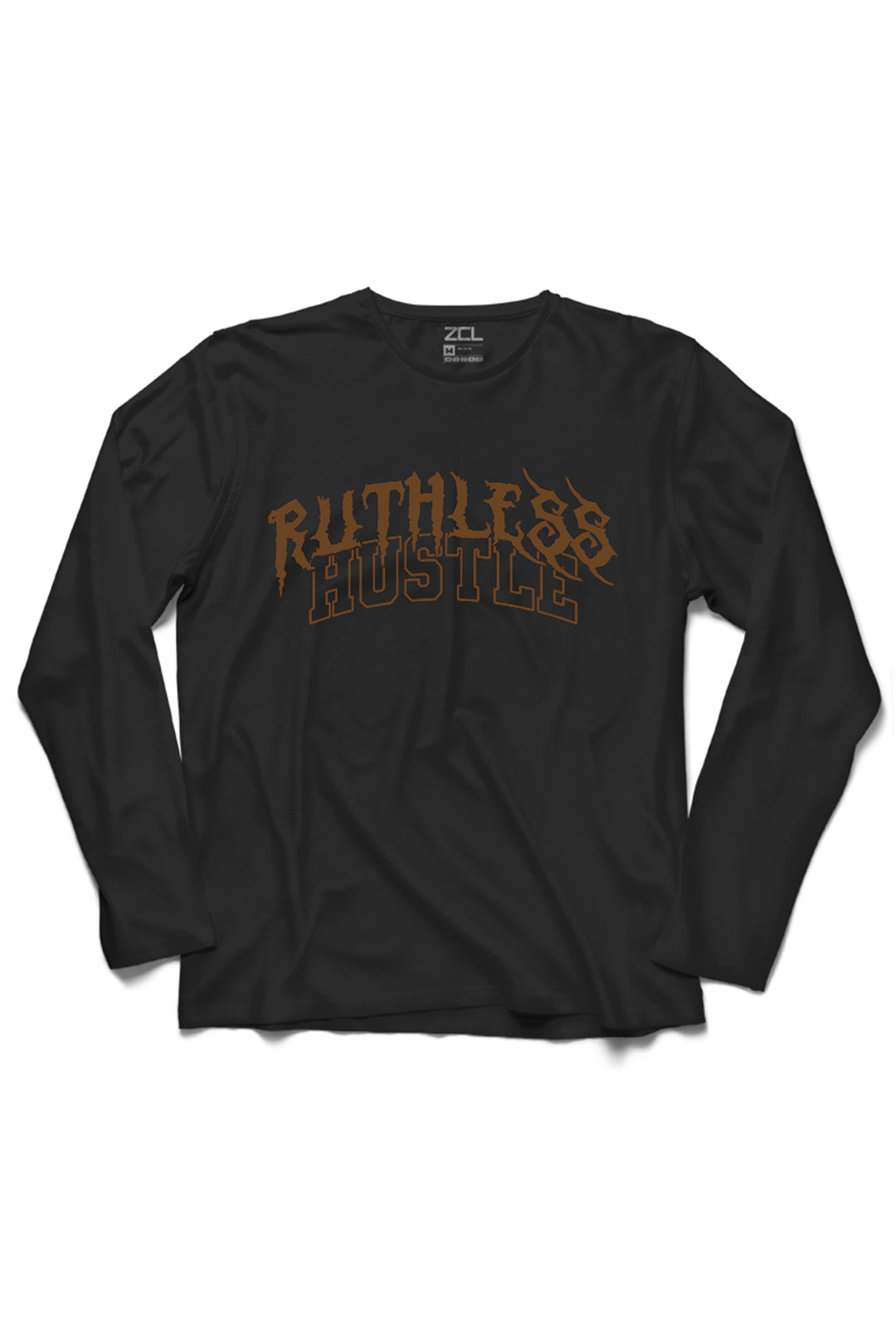 Ruthless Hustle T-shirt met lange mouwen (bruin logo)