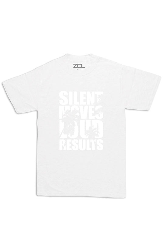 Oversized Silent Moves Loud Results Tee (White Logo) - Zamage