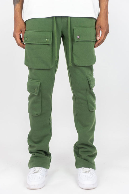 Stacked Cargo Fleece Pant (Olive) - Zamage