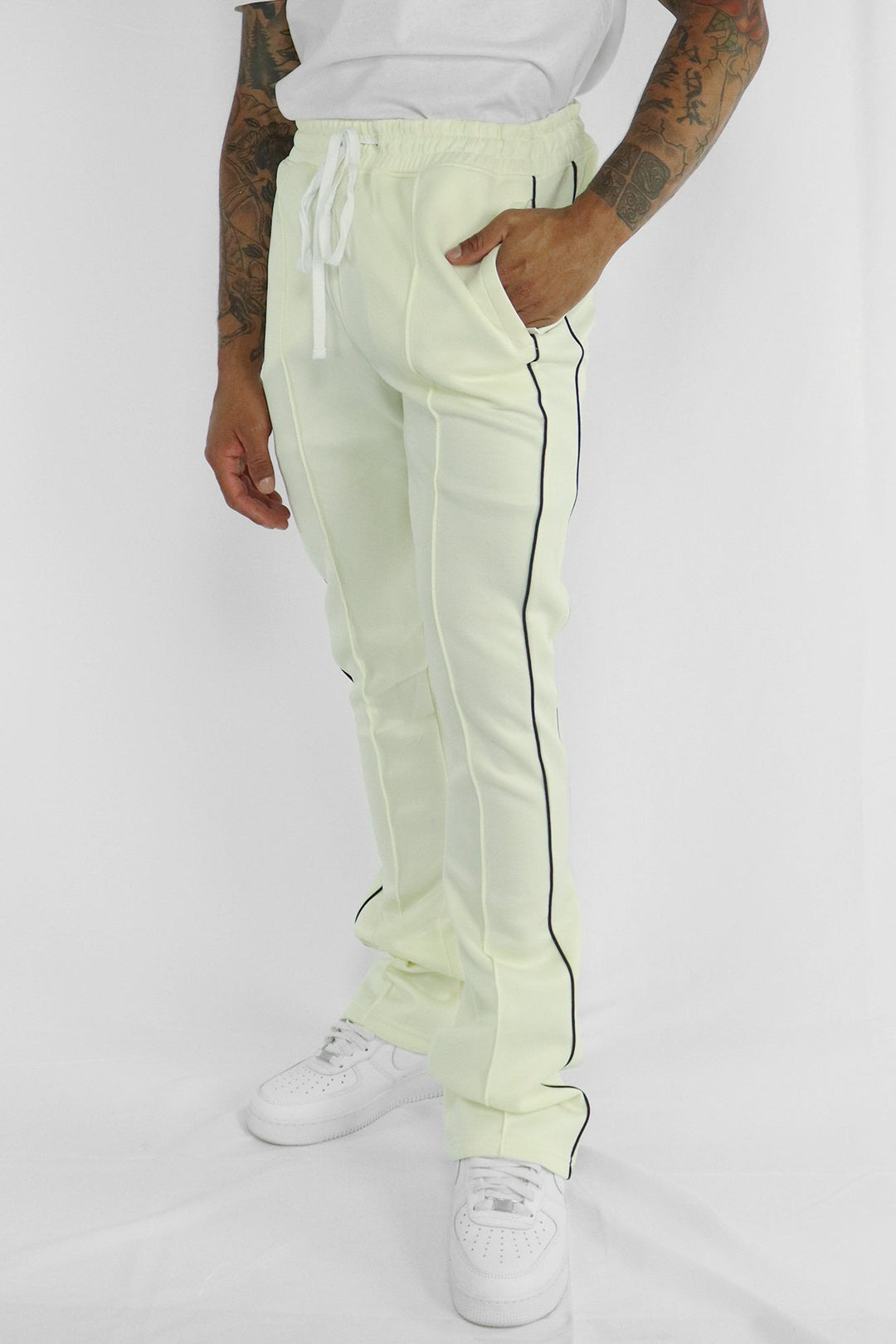 Stacked Track Pant (Cream)(100 - 470) - Zamage