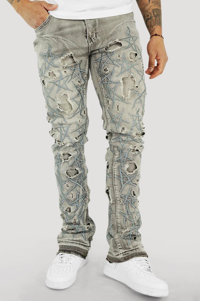 Stars On The Stacked Denim (Grey Wash) - Zamage