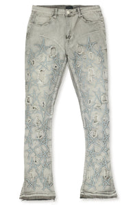 Stars On The Stacked Denim (Grey Wash)