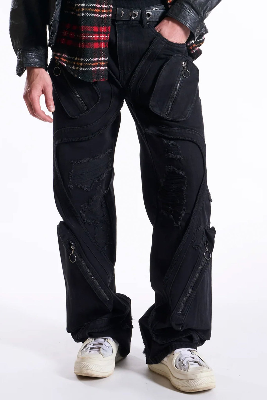 Street Fashion Relaxed Fit Denim (Jet Black) (M8194D) - Zamage