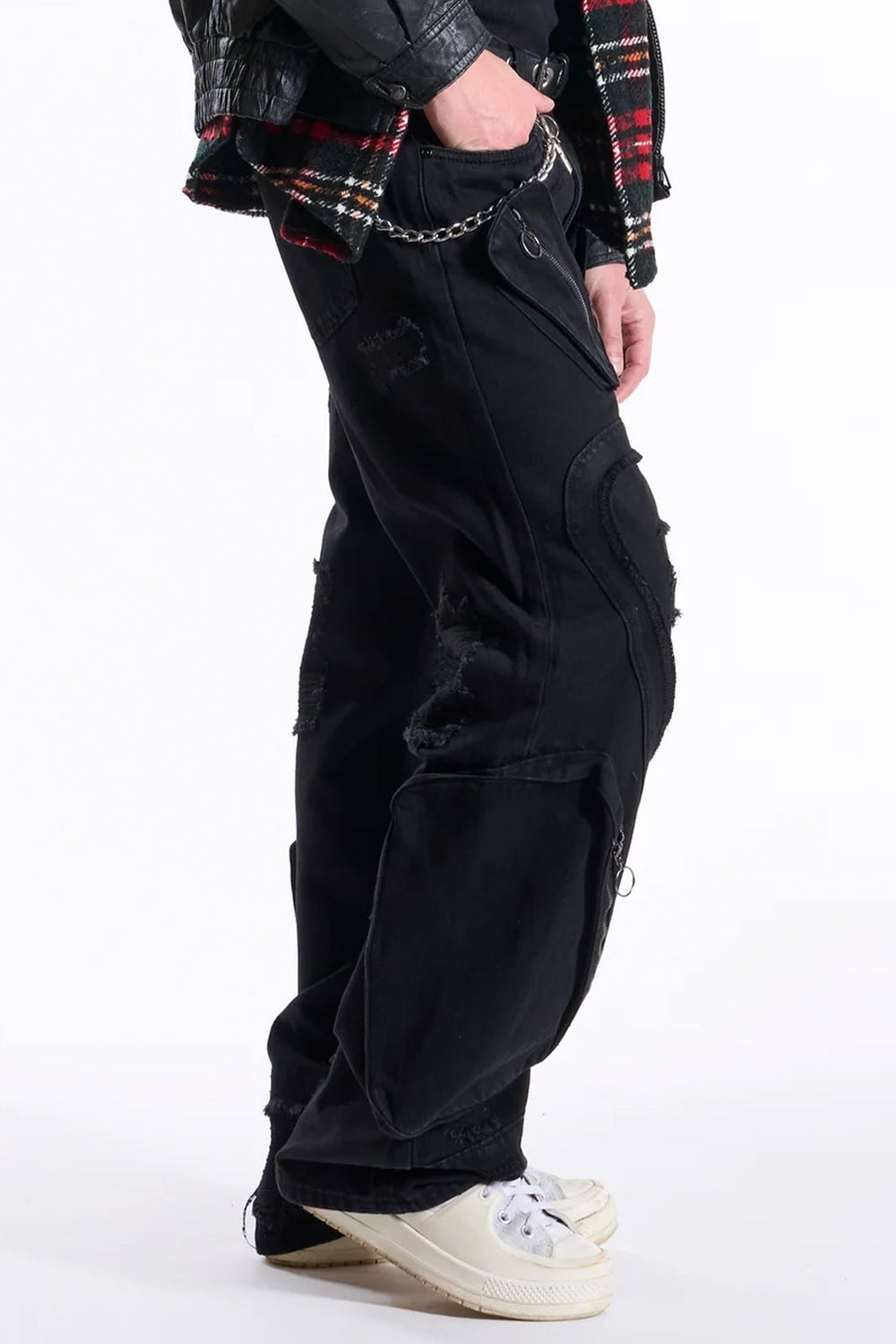 Street Fashion Relaxed Fit Denim (Jet Black) (M8194D) - Zamage