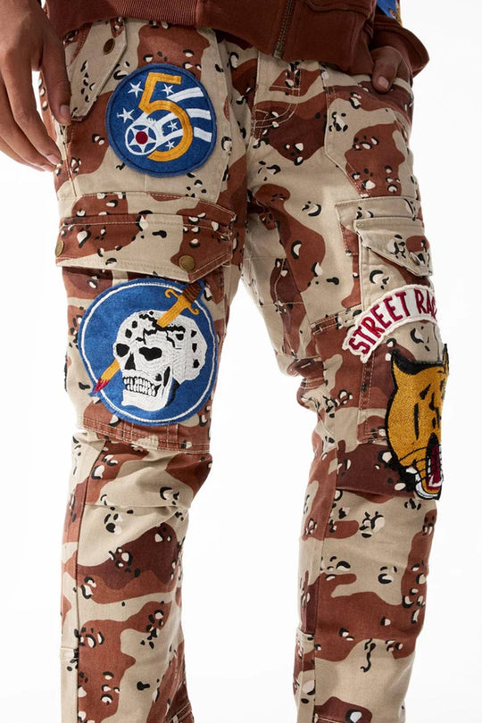 Street Racer Cargo Pocket Slim Fit Denim (Brown Camo) (591551C) - Zamage