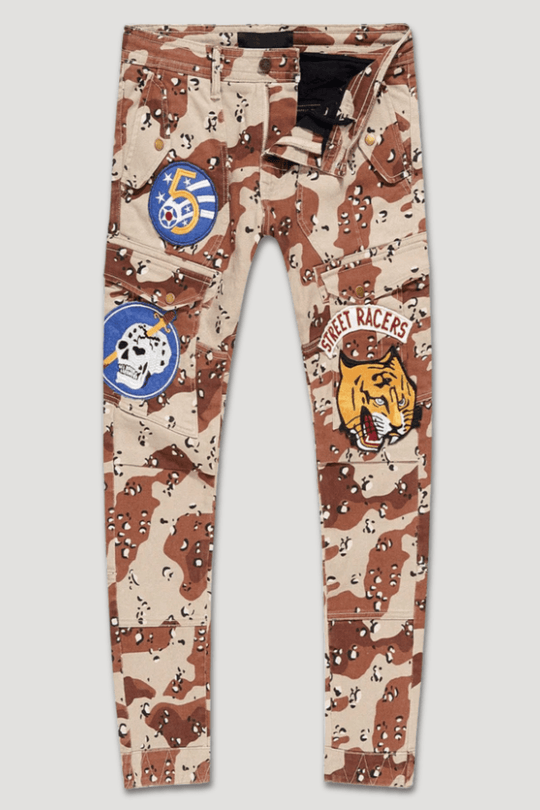 Street Racer Cargo Pocket Slim Fit Denim (Brown Camo) (591551C) - Zamage