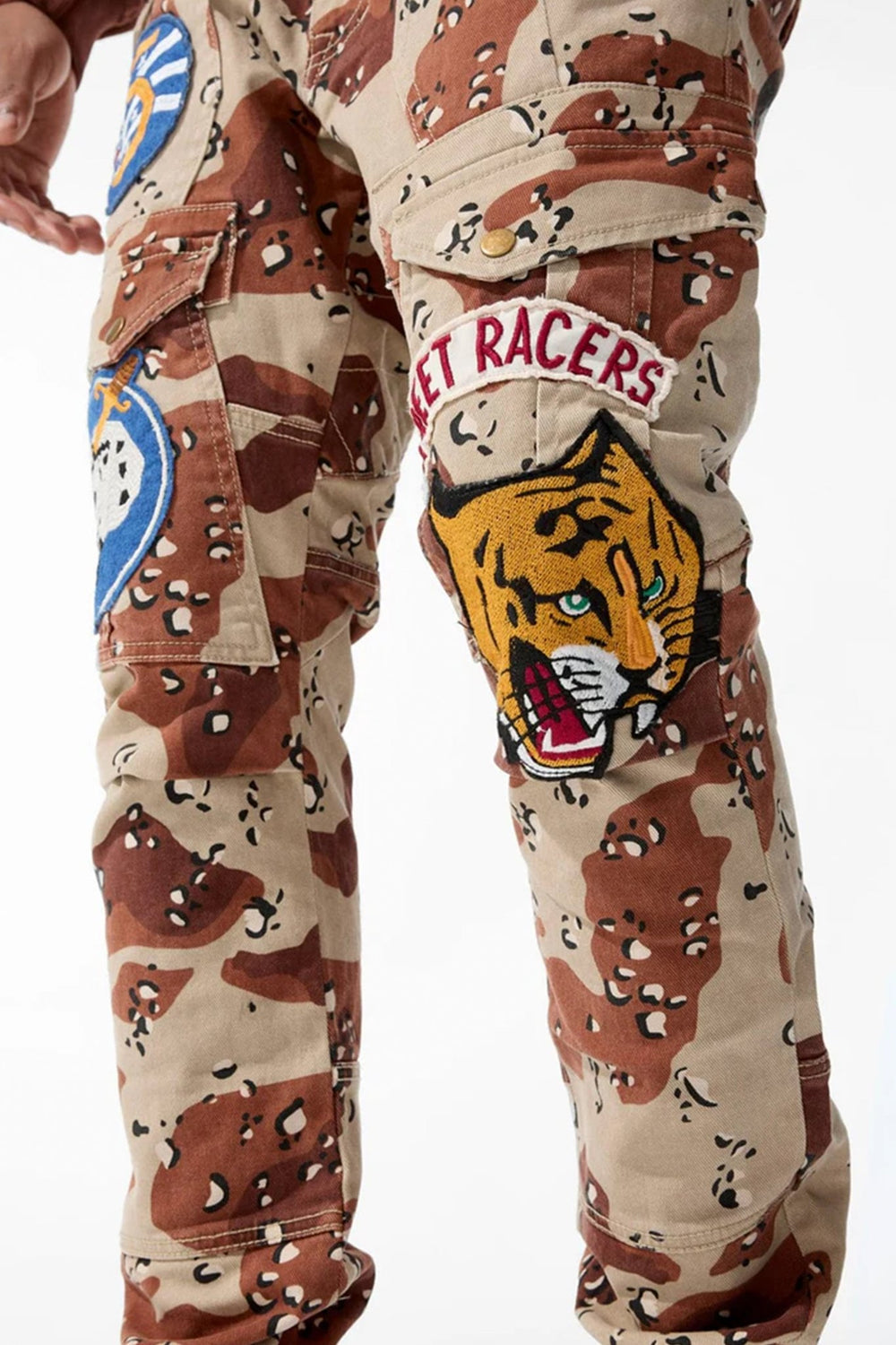 Street Racer Cargo Pocket Slim Fit Denim (Brown Camo) (591551C) - Zamage