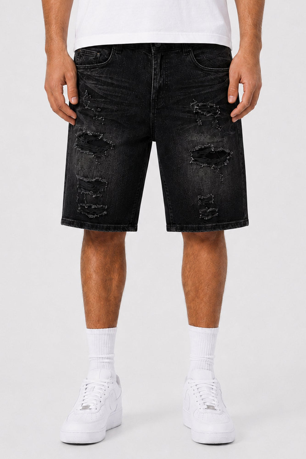 Torn Revival Shorts (Black Wash) (M7615D) - Zamage