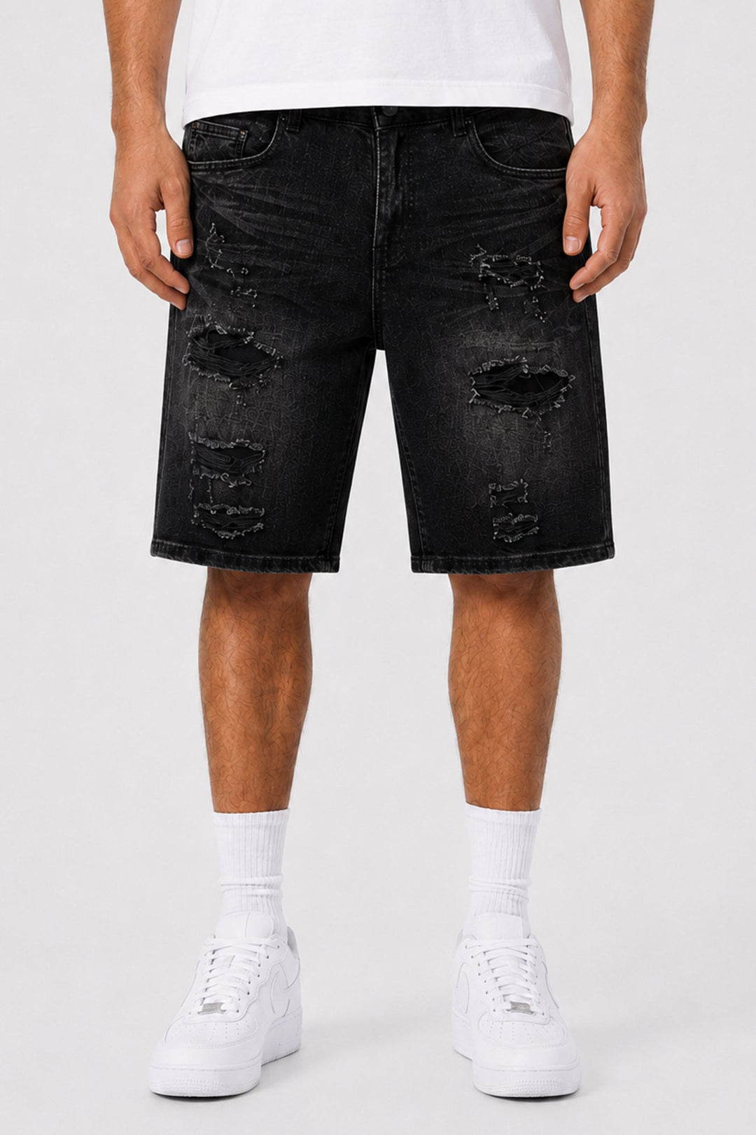 Torn Revival Shorts (Black Wash) (M7615D) - Zamage