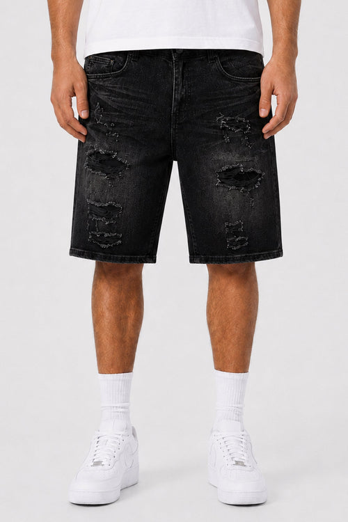 Torn Revival Shorts (Black Wash) (M7615D) - Zamage