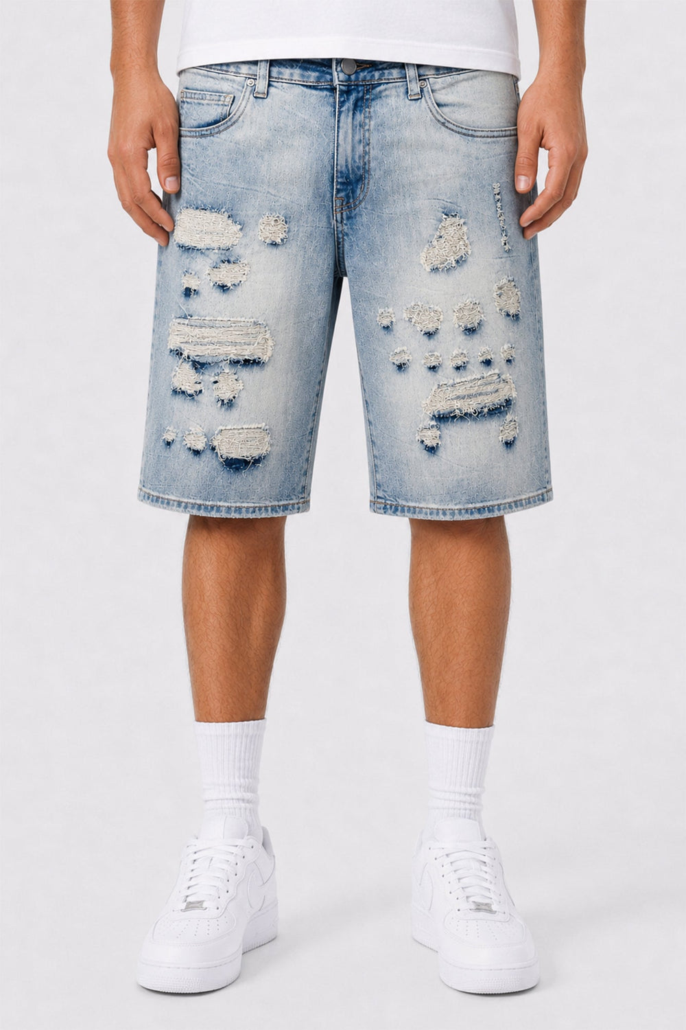 Torn Revival Shorts (Blue Wash) (M7615D) - Zamage