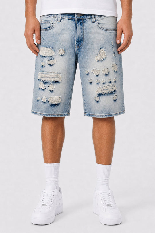 Torn Revival Shorts (Blue Wash) (M7615D) - Zamage