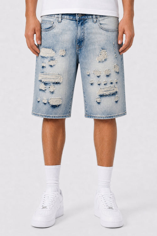 Torn Revival Shorts (Blue Wash) (M7615D) - Zamage