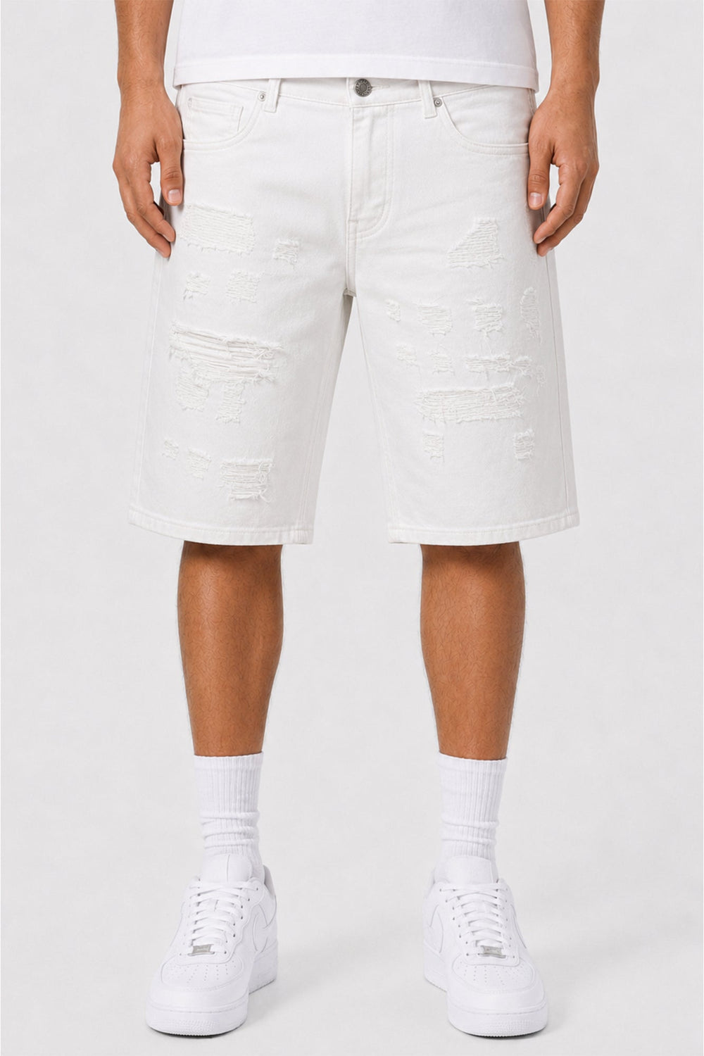 Torn Revival Shorts (White) (M7615T) - Zamage