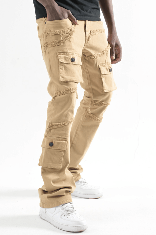 Twill Pocket Stacked Denim (Khaki) (T4109) - Zamage