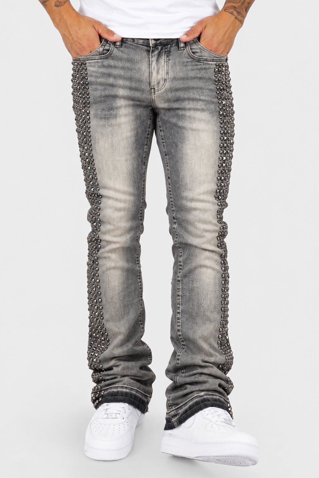 Vanter Stacked Jeans (Antique Grey Wash) - Zamage