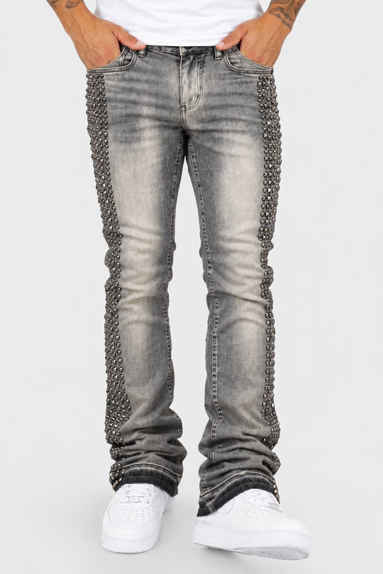 Vanter Stacked Jeans (Antique Grey Wash) - Zamage