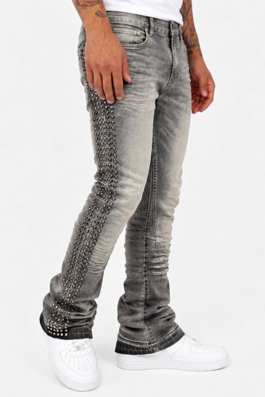Vanter Stacked Jeans (Antique Grey Wash) - Zamage