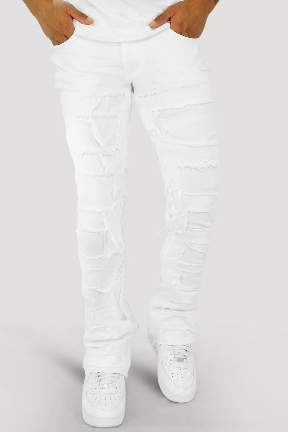 Viper Stacked Denim (White) - Zamage