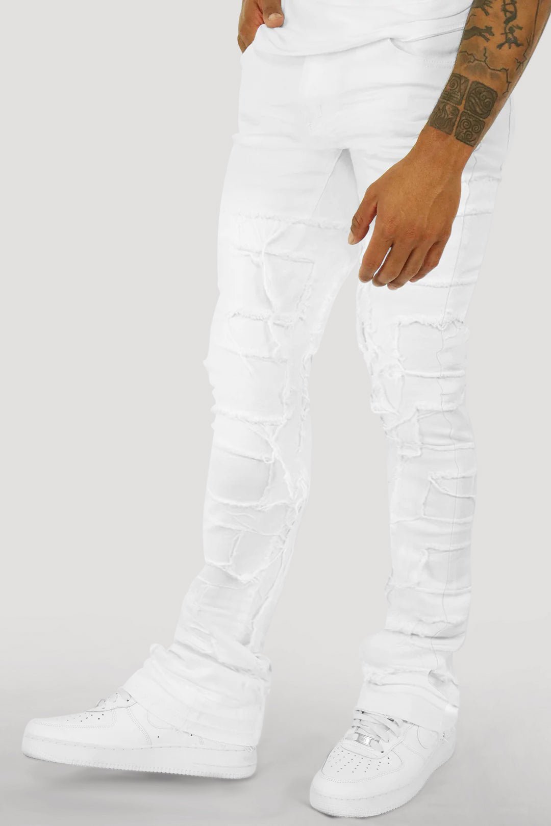 Viper Stacked Denim (White) - Zamage