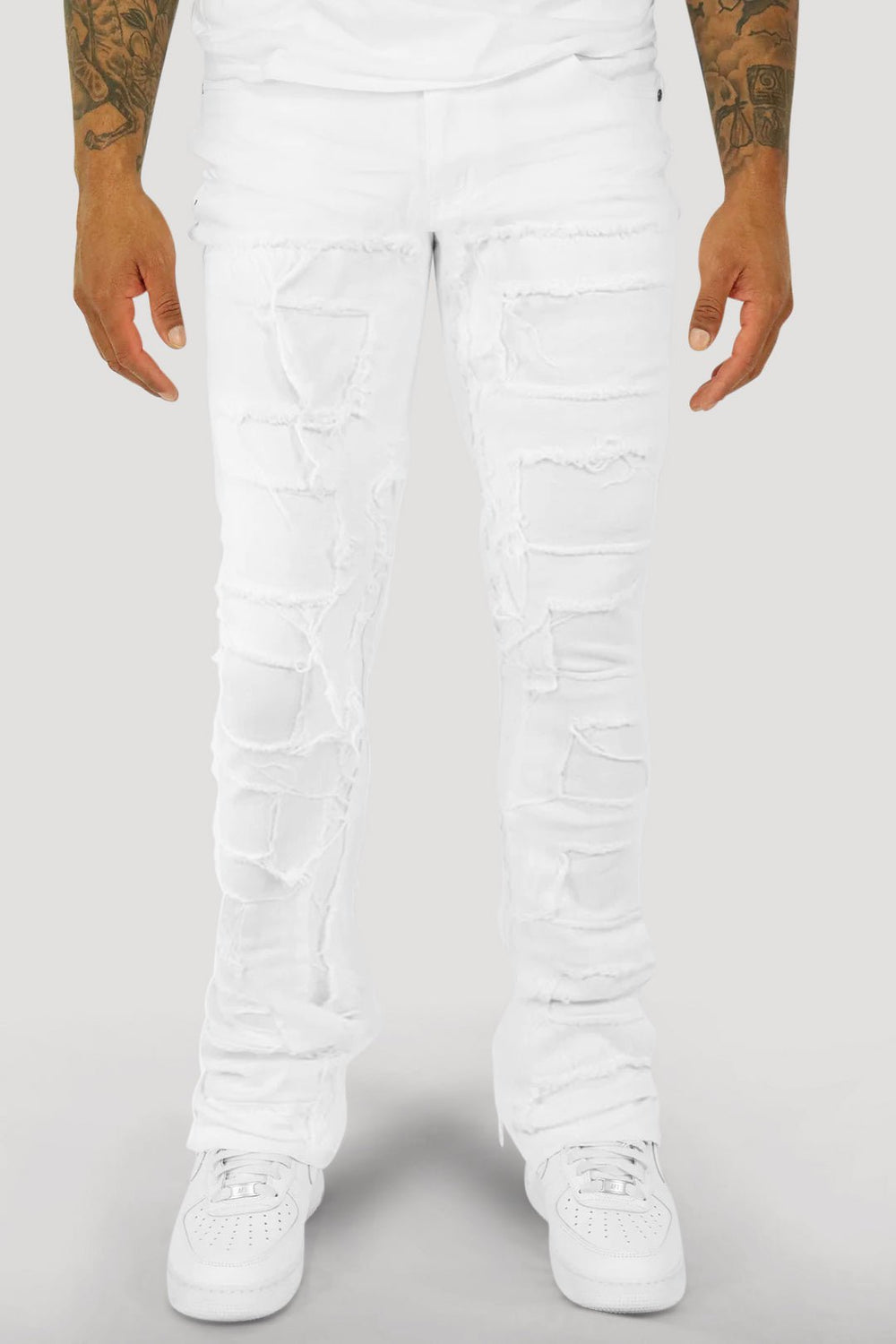 Viper Stacked Denim (White) - Zamage