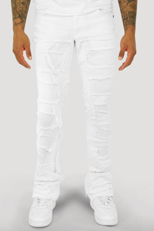 Viper Stacked Denim (White) - Zamage