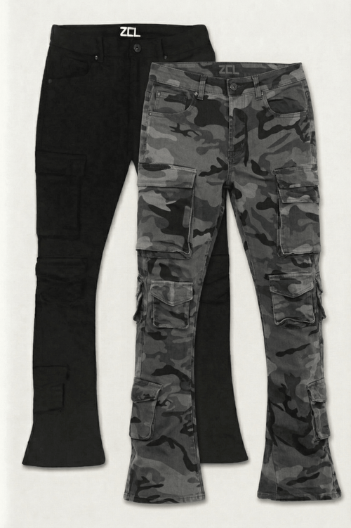 Vortex Cargo Stack Denim Bundle (Black & Black Camo) - Zamage